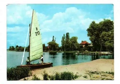 Foto Ak Plaue bei Brandenburg Havel Am Bootshaus 1971