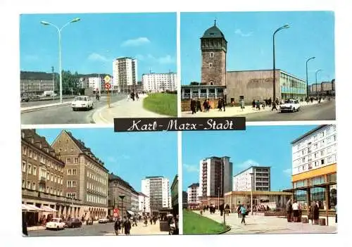 Ak Karl Marx Stadt Ernst Thälmann Straße 1968 Roter Turm Straße der Nationen