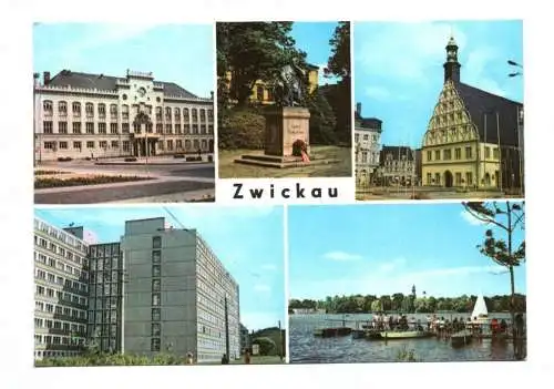 Ak Zwickau Rathaus Robert Schuhmann Denkmal 1976 Stadttheater Am Schwanenteich