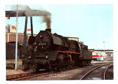 Foto Ak Dampflokomotive 50 3571-2 Lok BR 50.35 Bw Rostock 1980 Dampflok