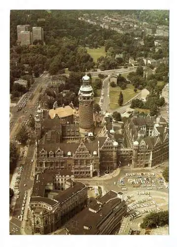 Foto Ak Luftbildserie der Interflug Messestadt Leipzig 1985 Neues Rathaus