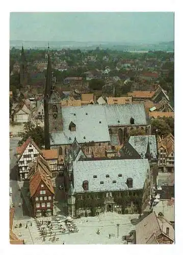 Foto Ak Luftbildserie der Interflug Quedlinburg Markt 1986