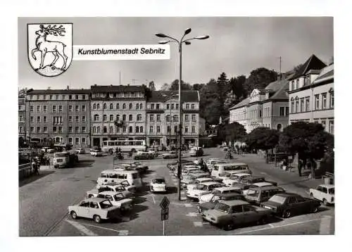 Foto Ak Kunstblumenstadt Sebnitz 1985 August Bebel Platz