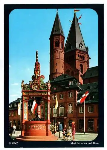 Ak Mainz Marktbrunnen und Dom