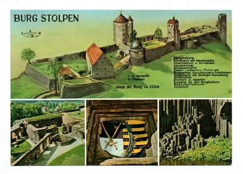 Künstler Ak Burg Stolpen Panorama Zeichnung 1989