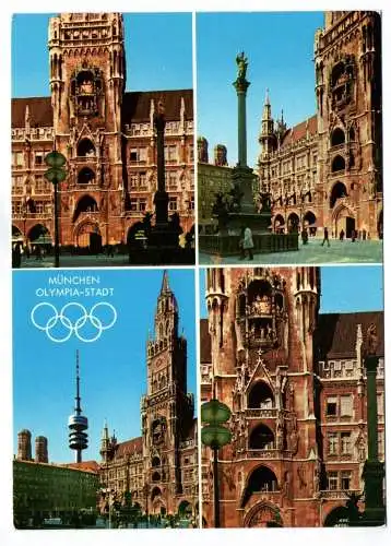 Ak München Olympia Stadt am Marienplatz Neues Rathaus Frauenkirche Bayern 1972