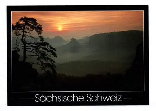 Ak Sächsische Schweiz Sonnenaufgang über Großem und Kleinen Zschand