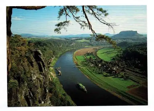 Foto Ak Sächsische Schweiz Blick von der Bastei ü. Kurort Rathen z. Lilienstein