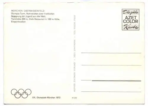 Ak München Oberwiesenfeld Olympaturm Wahrzeichen 1972