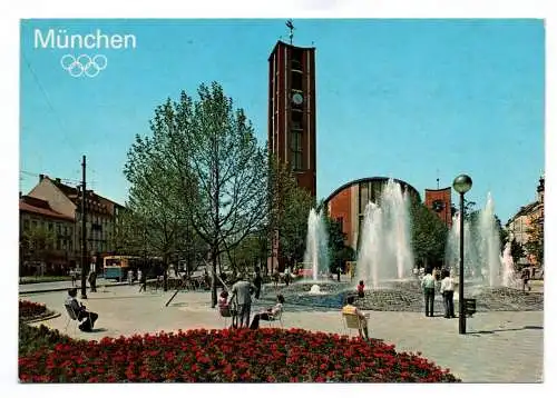 Foto Ak München Olympia Platz mit Matthäuskirche