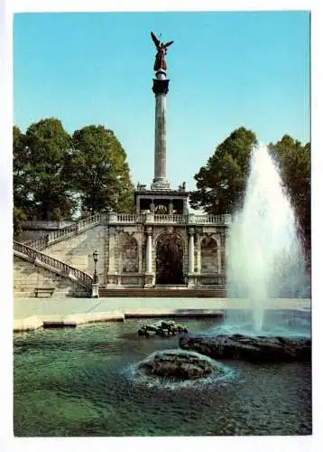 Foto Ak Friedensengel München Brunnen