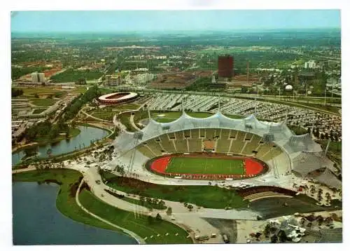 Foto Ak Olympiastadt München Olympiapark mit Olympiastadion 1972