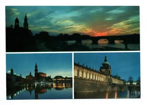 Ak Dresden bei Nacht Brücke Ansichtskarte