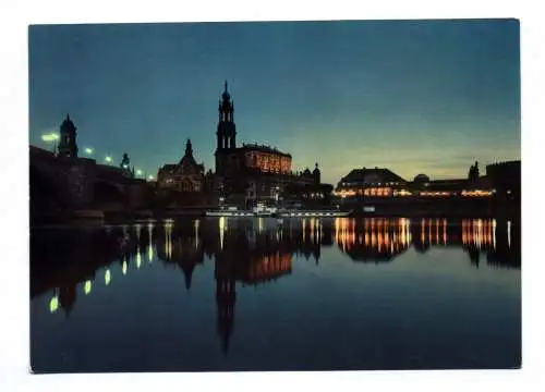 Foto Ak Dresden Elbansicht bei Nacht