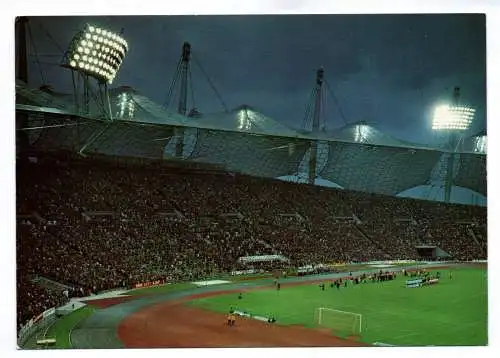 Foto Ak Olympiastadt München Olympiastadion bei Nacht 1972