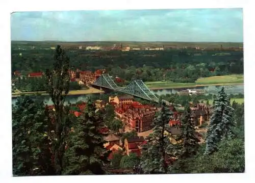 Foto Ak Dresden Blick von der Loschwitzhöhe Brücke Blaues Wunder