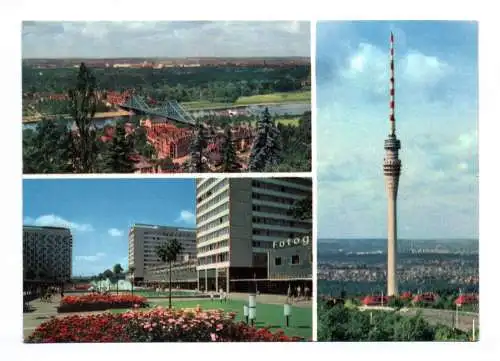 Ak Dresden Blick von der Loschwitzhöhe Prager Straße Fernsehturm 1972