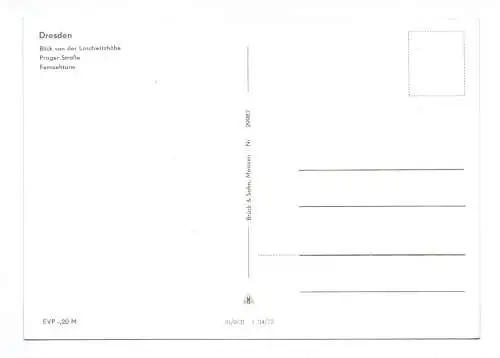 Ak Dresden Blick von der Loschwitzhöhe Prager Straße Fernsehturm 1972