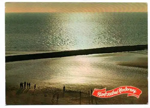 Foto Ak Nordseebad Norderney Abendstimmung am Strand