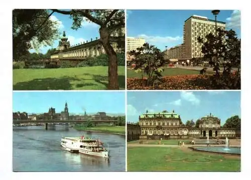 Ak Dresden Zwinger mit Kronentor Prager Straße Interhotel Elbansicht Zwingerhof