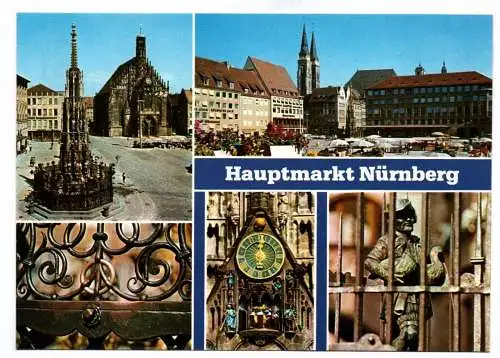 Ak Hauptmarkt Nürnberg Schöner Brunnen mit Frauenkirche Blick über den Markt