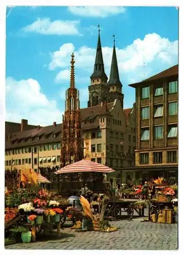 Foto Ak Nürnberg Schöner Brunnen am Hauptmarkt 1987