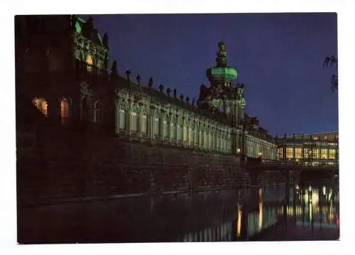 Foto Ak Dresden Kronentor des Zwingers bei Nacht 1977