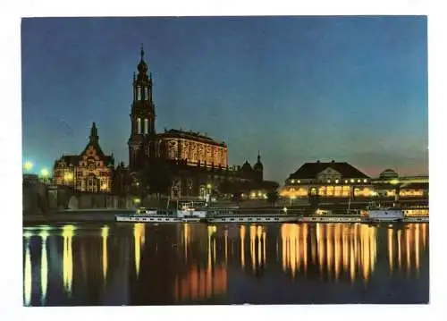 Foto Ak Dresden Elbansicht bei Nacht 1981