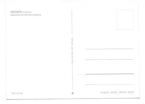 Foto Ak Meissen im Winter Elbansicht bei Sonnenuntergang 1982