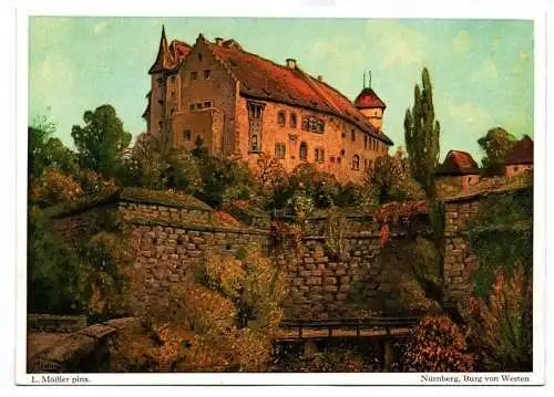 Künstler Ak Alt Nürnberg Burg von Westen