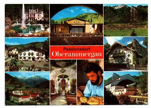 Ak Passionsdorf Oberammergau Oberbayern Königsschloß Linderhof Bayern