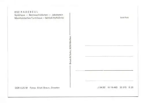 Ak Radebeul und die Lößnitz 1982 Spitzhaus Bennoschlößchen Jakobstein