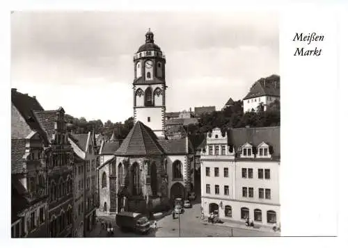 Foto Ak Meißen Frauenkiche und Markt 1986