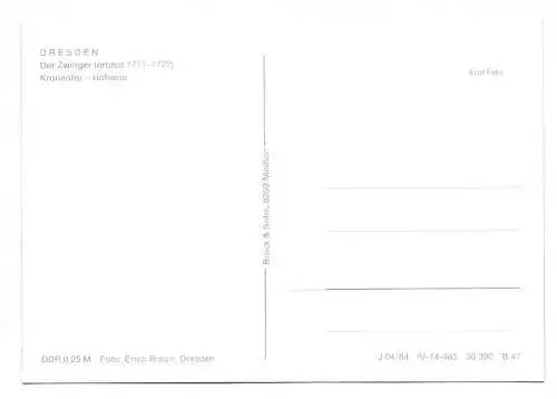 Foto Ak Dresden Der Zwinger erbaut 1711-1722 Kronentor Hofseite 1984