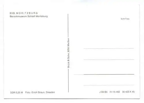 Foto Ak Moritzburg Barockmuseum Schloß 1984