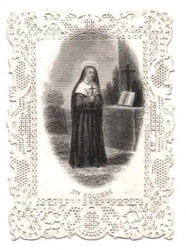 Heiligenbild Sainte Colombe Nonne Frankreich um 1880 Andachsbild