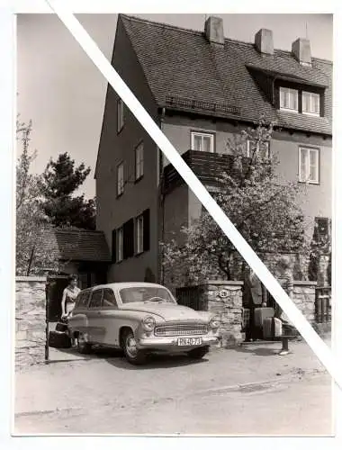 Foto Wartburg Auto Haus Personen Reklame PGH Fotostudio Leipzig 1960 Großformat