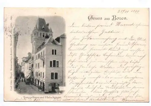 Litho Ak Bozen Torggelhaus und Fleischergasse Italien Südtirol 1899