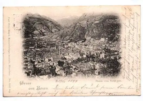 Litho Ak Gruss aus Bozen vom Virgl aus 1899 Südtirol