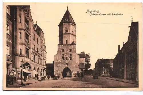 Ak Augsburg Jakoberstrasse mit Jakobertor 1909