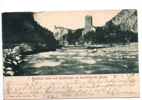 Litho Ak Schlösser Ried und Runkelstein im Sarnthale bei Bozen Süd Tirol