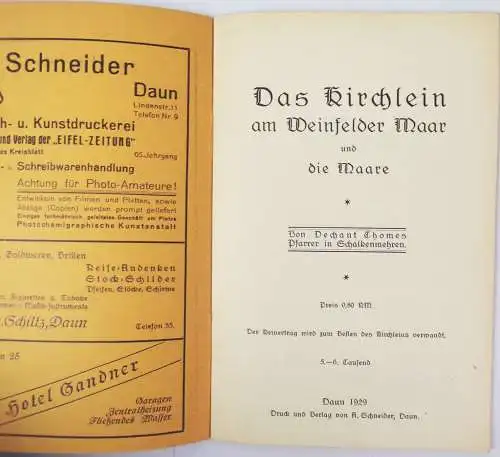 Das Kirchlein in Weinfeld und die Dauner Maare Dechant Thomes 1929