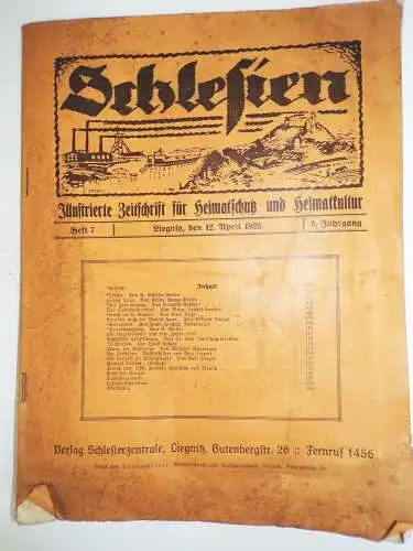 Schlesien Illustrierte Zeitschrift für Heimatschutz u Heimatkultur Heft 7   1925