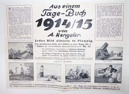 Aus dem Tagebuch 1914/15 A Hengeler Bilder Mappe Satire Propaganda 1 Wk