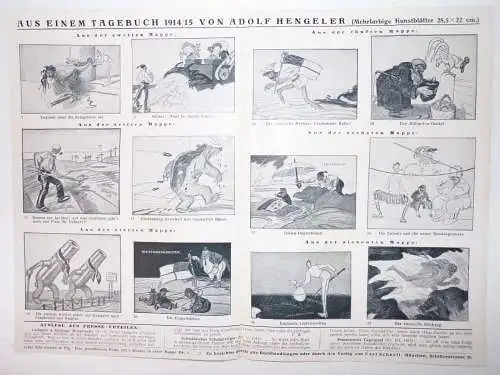 Aus dem Tagebuch 1914/15 A Hengeler Bilder Mappe Satire Propaganda 1 Wk