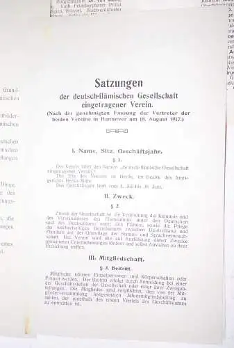 Deutsch Flämische Gesellschaft Aufruf Arbeitsplan 1917 Statut Dokumente