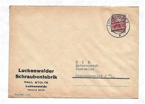 Brief Luckenwalder Schraubenfabrik an EKM Motorenwerk Cunewalde 1956 DDR