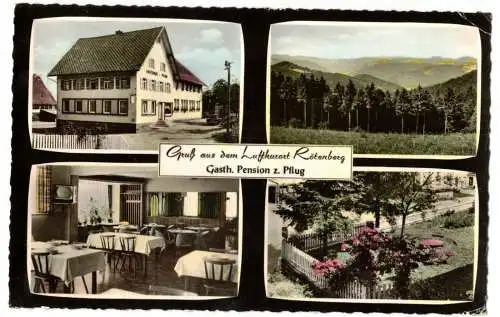 Ak Luftkurort Rötenberg Gasthof Pension zum Pflug Rottweil Schwarzwald 1963