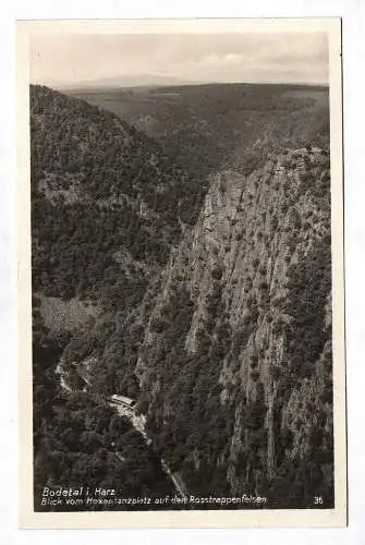 Ak Bodetal im Harz Blick vom Hexentanzplatz auf den Rosstrappenfelsen