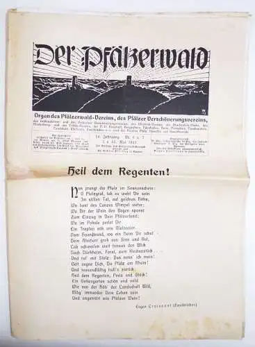 Der Pfälzerwald Zeitung Nr 6 und 7 von 1913 Bayern